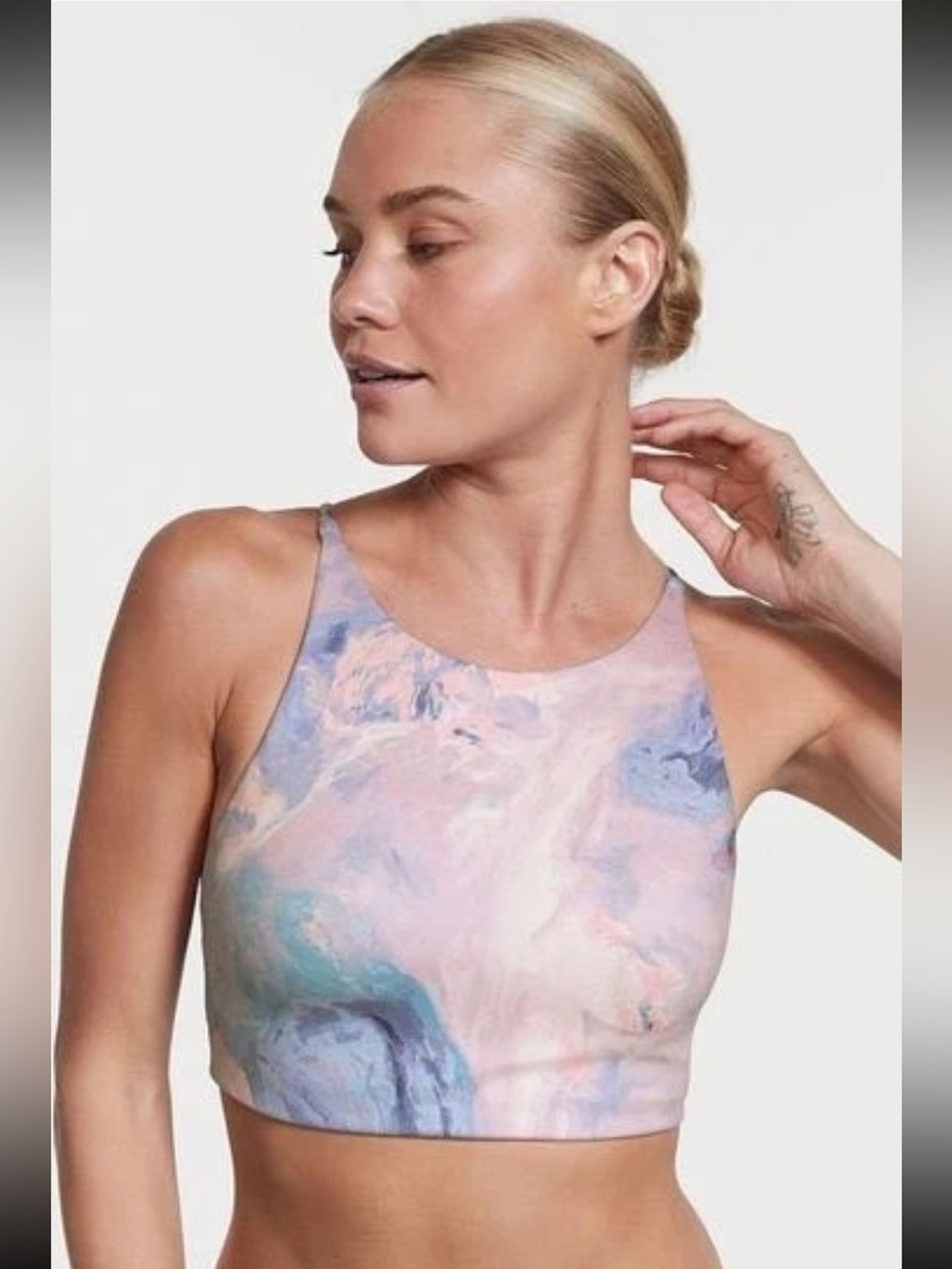 (L) Victoria’s Secret On Pointe High-Neck Light Impact Sports Bra Large Pastel